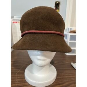Annabel Ingall Australia Brown Wool Felt Bucket Cloche Hat Sz M Minimalist Boho
